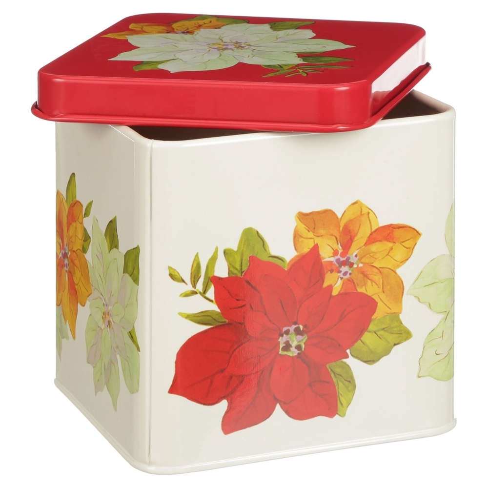 NWT/NIB The Pioneer Woman Poinsettia 2-Piece Square Cookie Set Tins Christmas - Picture 7 of 8